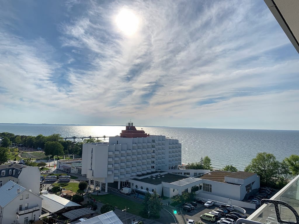 Blick vom neunten Stock auf die Ostsee in Misdroy
