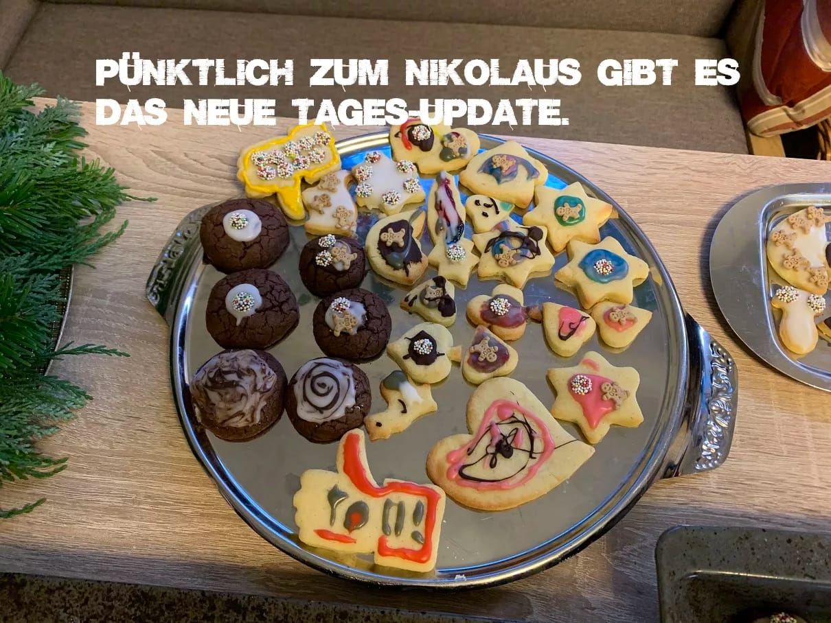 Tages-Update 06.12.22: Nikolaus | Short Storys | Neue Gutscheine 1 Heute, pünktlich zum Nikolaus, gibt es das NEUE TAGES-UPDATE Was vom Tag so übrig bleibt Gutscheine Trends und News von Gut-Knut