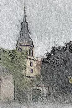 Kirche und Koslovskis Friedhof