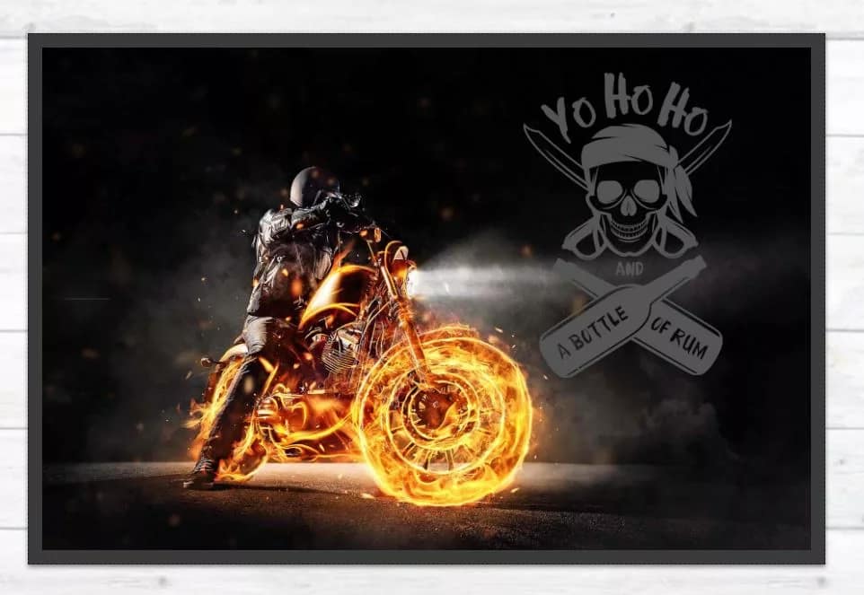 Dein Geschenk zum Vatertag 14 Motorrad Fußmatte mit Rum