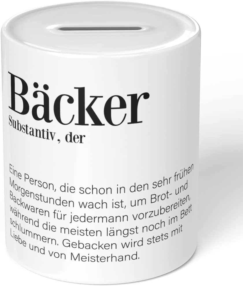 Bäcker-Spardose 3 Bäcker: Eine Person, die Brot und Stollen mit liebe und von Meisterhand herstellt.